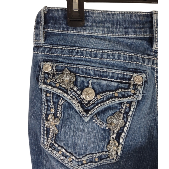 Miss Me Jeans JP5533B Boot Cut Size 28X28 DK 133 Cross Flap Pockets Low Rise - Picture 12 of 15